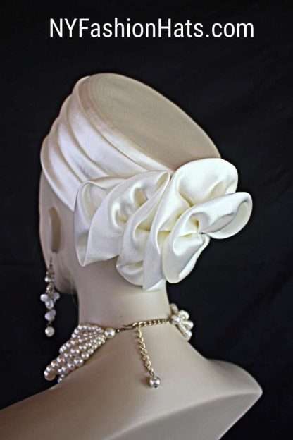 Ivory Satin Pillbox Formal Hat