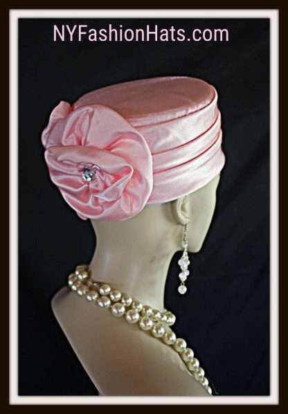 Pink Satin Pillbox Formal Hat