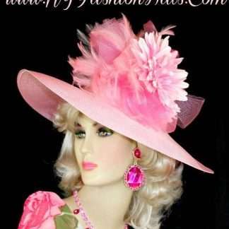 Pink Wide Brim Dress Formal Kentucky Derby Church Hat Ny Fashion Hats