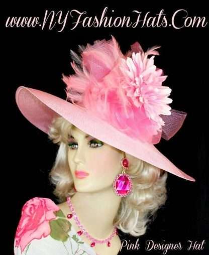 Pink Wide Brim Dress Formal Kentucky Derby Church Hat Ny Fashion Hats