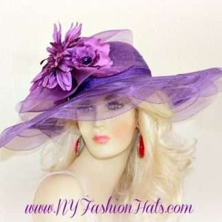 Purple Wide Brim Designer Fashion Church Hat Ladies Tea Hats W4er