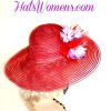 Red Purple Wide Brimmed Society Spring Flowers Hat Women's Dress Hats