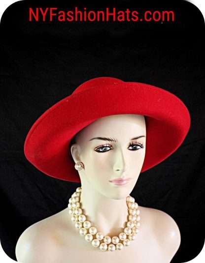 Red Wool Dress Casual Urban Bowler Derby Style Hat