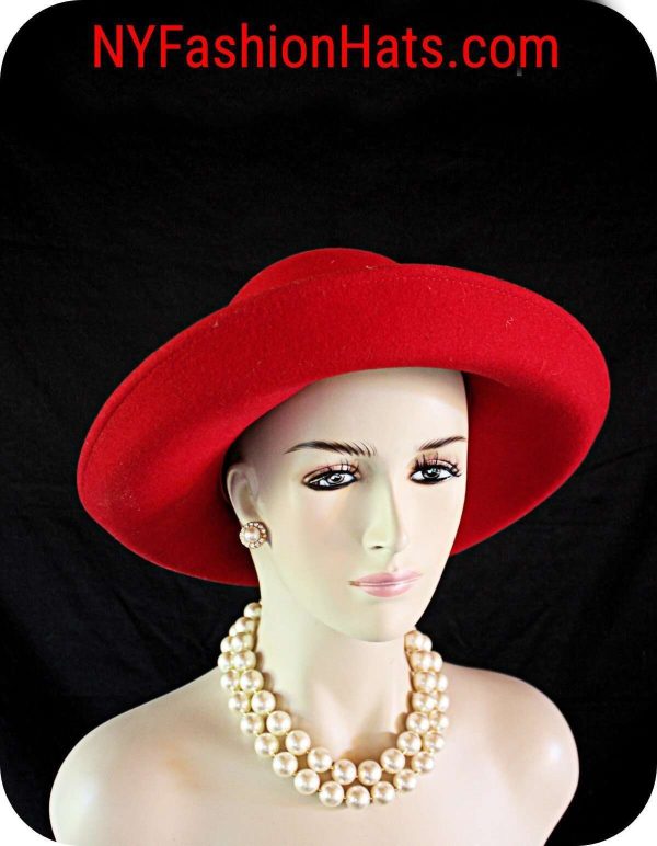 Red Wool Dress Casual Urban Bowler Derby Style Hat