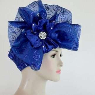 Royal Blue Big Bow Pillbox Cocktail Hat