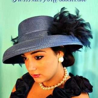 Royal Blue Custom Dress Kentucky Derby Hat With Your Choice Of Feather And Hat Colors