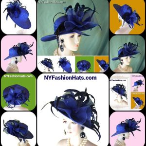 Royal Blue Formal Large Brim Dress Hat