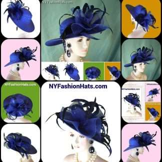 Royal Blue Formal Large Brim Dress Hat