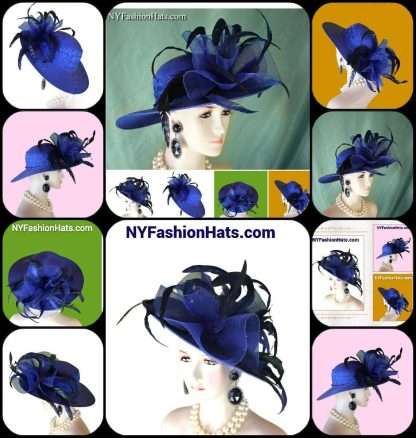 Royal Blue Formal Large Brim Dress Hat