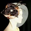 Beige Ivory Gold Brown Formal Hat