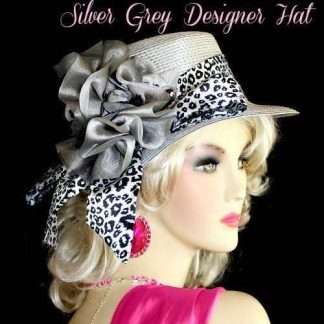 Silver Gray Dress Designer Hat