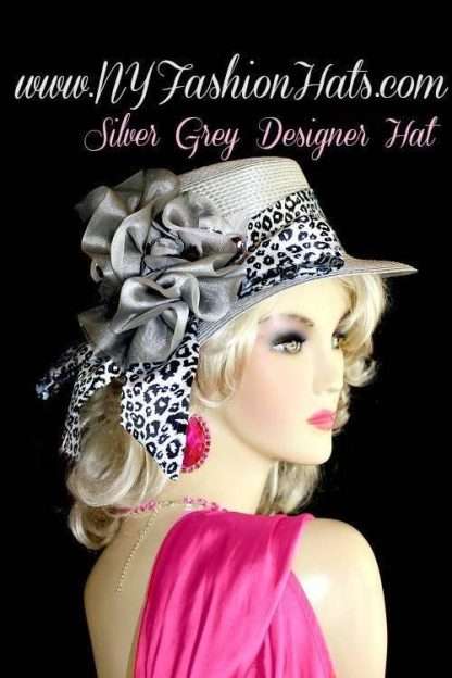 Silver Gray Dress Designer Hat