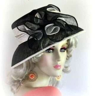 Sinamay Straw Fashion Hat Black And Ivory