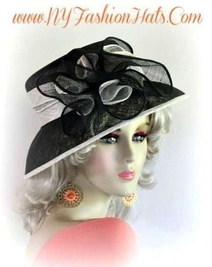 Sinamay Straw Fashion Hat Black And Ivory