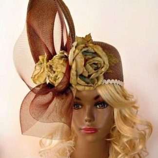 Taupe Beige Brown Tan Couture Fashion Designer Pillbox Hat Church Hats For Women