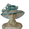 Turquoise Blue Beige Sinamay Straw Hat Women