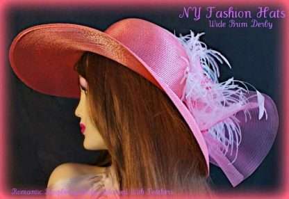 Violet Raspberry Pink Wide Brim Designer Dressy Fashion Ladies Hat 7ybt