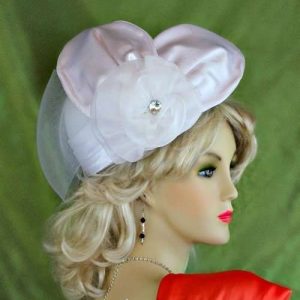 Wedding Bridal Straw Braid And Satin Pillbox Hat