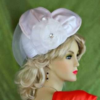 Wedding Bridal Straw Braid And Satin Pillbox Hat