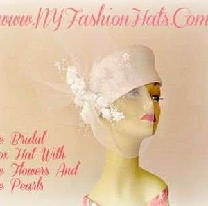White Bridal Wedding Brides Hat With Flowers Ladies Women Hats 4gsj