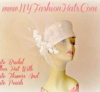 White Bridal Wedding Brides Hat With Flowers Ladies Women Hats 4gsj