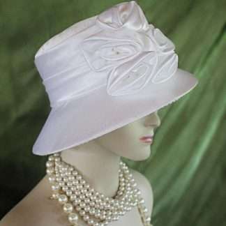 White Bridal Wedding Slant Small Brim Satin Dress Hat