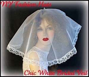 White Bridal Wedding Veil For Women. Black Funeral Veil