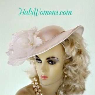 White Medium Brim Satin Orchid Flower Wedding Bridal Hat