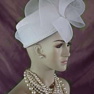 White Satin Pleated Pillbox Dress Bridal Hat