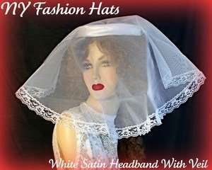 White Satin Sheer Wedding Short Bridal Veil