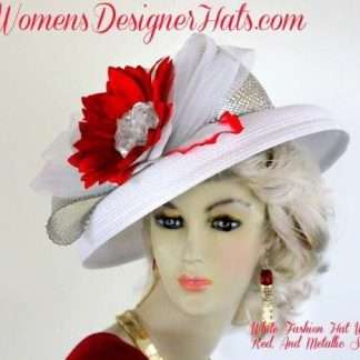 White Silver Red Kentucky Derby Hat