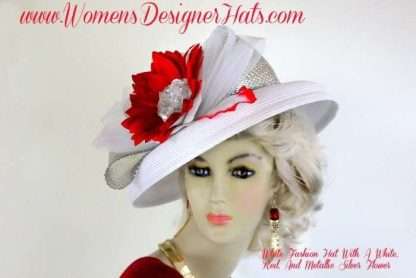 White Silver Red Kentucky Derby Hat