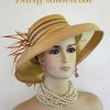 Woman's Designer Gold Formal Church Special Occasion Hat