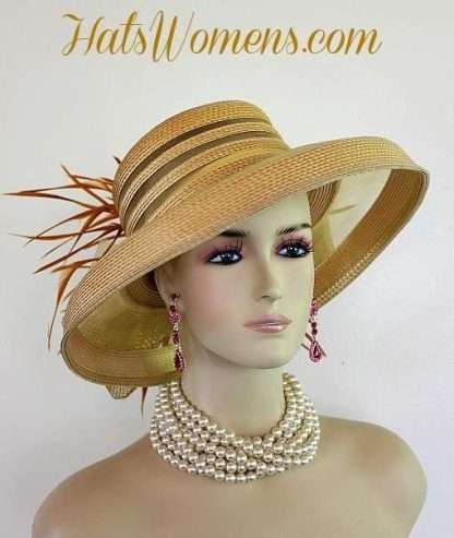 Woman's Designer Gold Formal Church Special Occasion Hat