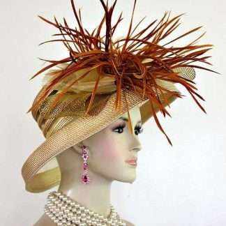 Woman's Designer Gold Formal Church Special Occasion Hat