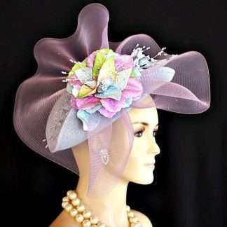 Women's Baby Blue Lavender Lime Hatinator Wedding Fascinator Hat Spring Races