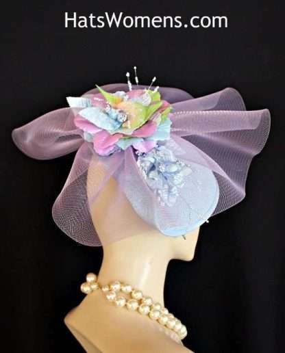 Women's Baby Blue Lavender Lime Hatinator Wedding Fascinator Hat Spring Races