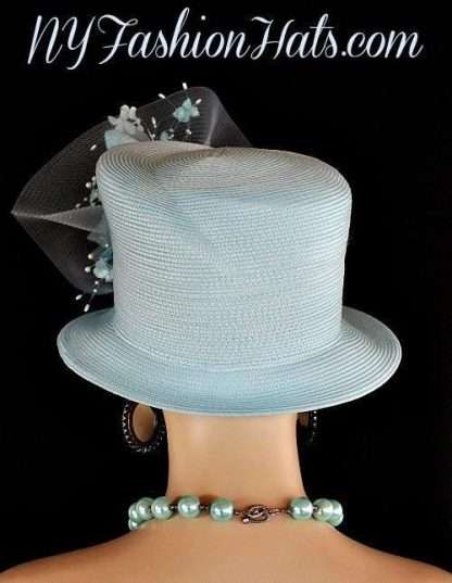 Women's Baby Blue Shaped Designer Couture Dress Wedding Hat T44b