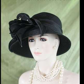 Women's Black Big Bow Designer Satin Dress Hat