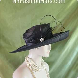 Women's Black Big Brim Couture Hat