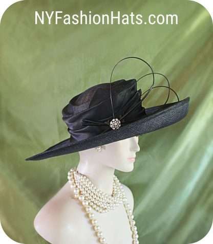 Women's Black Big Brim Couture Hat