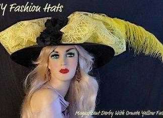 Women's Black Yellow Designer Kentucky Derby Hat