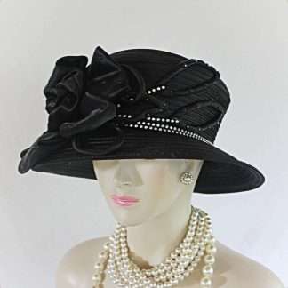 Women's Couture Black And White Satin Hat