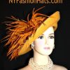 Mustard Yellow Antique Gold Abstract Brim Formal Hat