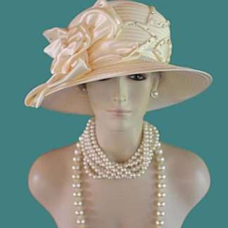 Women's Couture Ivory Champagne Beige Wedding Bridal Hat