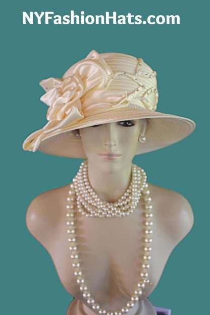 Women's Couture Ivory Champagne Beige Wedding Bridal Hat