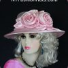 Women's Couture Pink Satin Straw Wedding Hat
