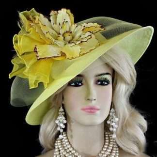 Women's Designer Fashion Wedding Church Hat Yellow Gold Hats 8mj