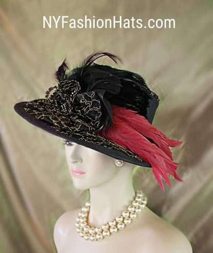 Black Metallic Gold Pink Brim Hat