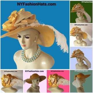 Women's Haute Couture Gold White Designer Hat